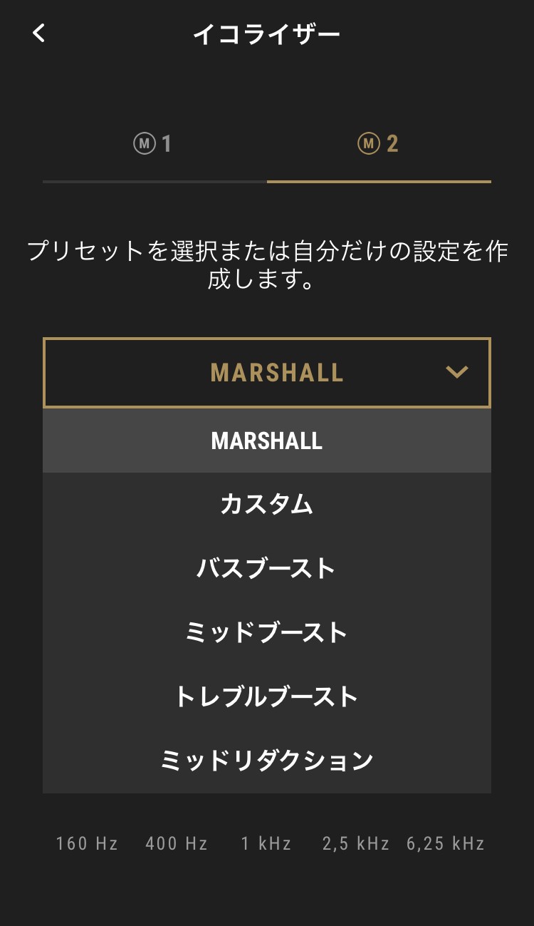 Marshall MINOR IV イコライザー画面
